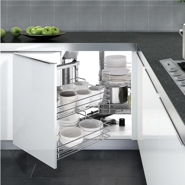 Chrome Magic Corner Unit – Fits 900mm+ Blind Cabinets