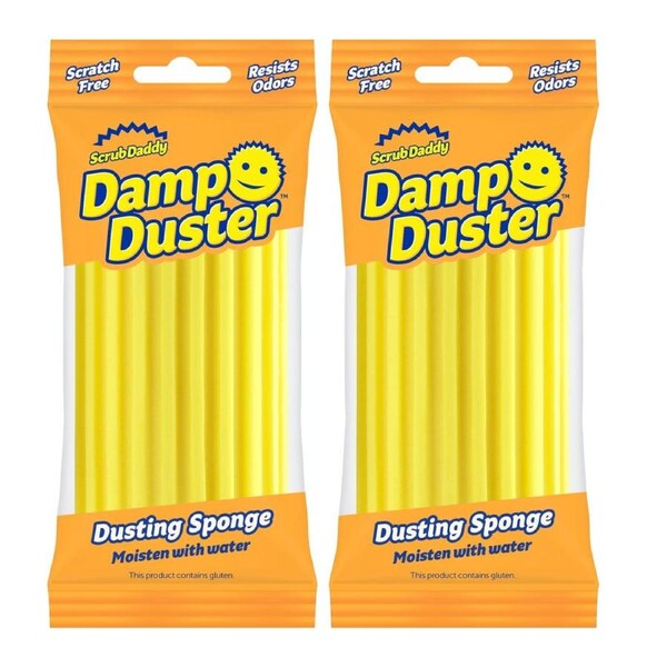 Scrub Daddy Damp Duster Dusting Sponge Yellow Ridged – 2 Pack