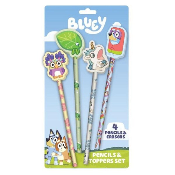 Bluey Characters Set 1 Pencil and Topper Set 4 Pack
