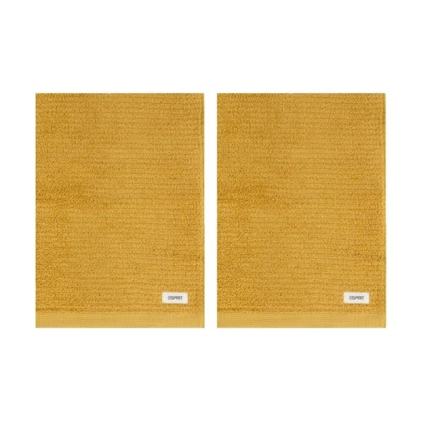 2PK Esprit 600GSM Porto Ribbed Combed Cotton Bath Towel 68x137cm Honey Yellow