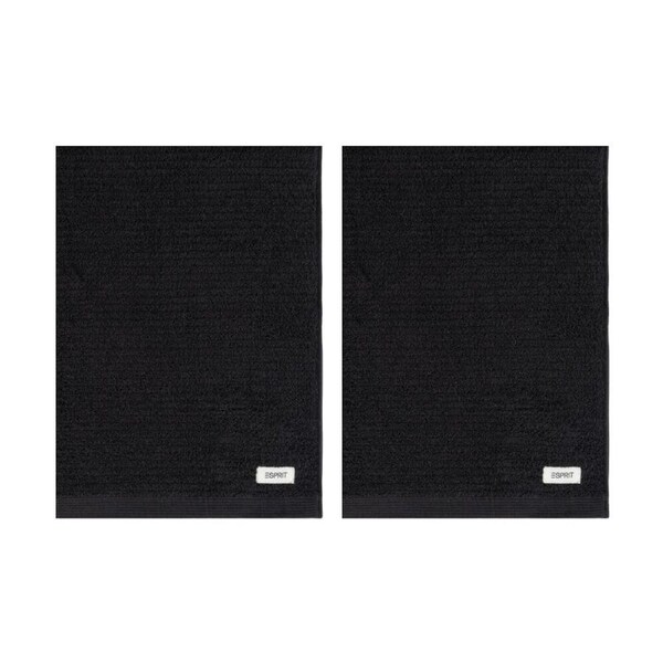 2PK Esprit 600GSM Porto Ribbed Combed Cotton Bath Towel 68x137cm Onyx Black