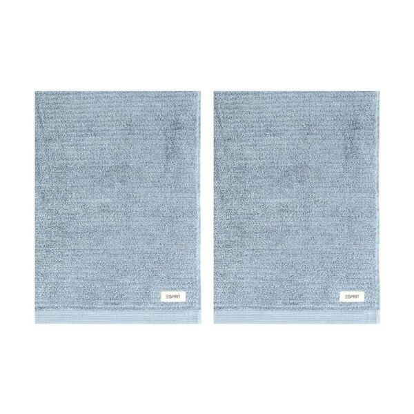 2PK Esprit 600GSM Porto Ribbed Combed Cotton Bath Towel 68x137cm Chambray Blue