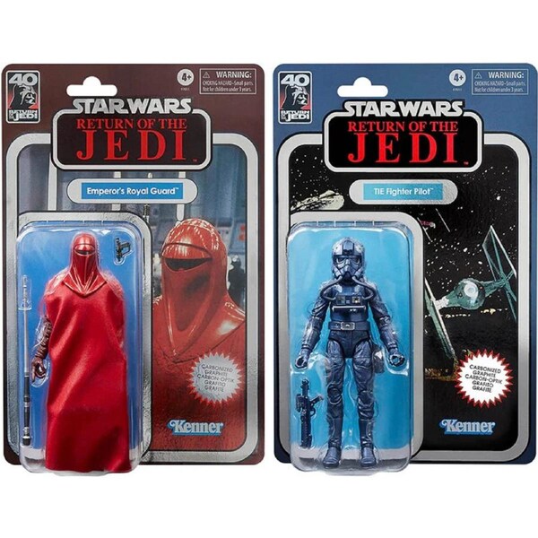 Star Wars The Black Series 40th Anniversary Carbon Look Emperor's Royal Guard & TIE Fighter Pilot Action Figures (15 cm) Twin Pack