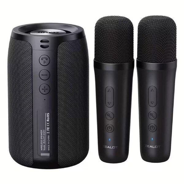 Wireless Speaker with Dual Karaoke Microphones