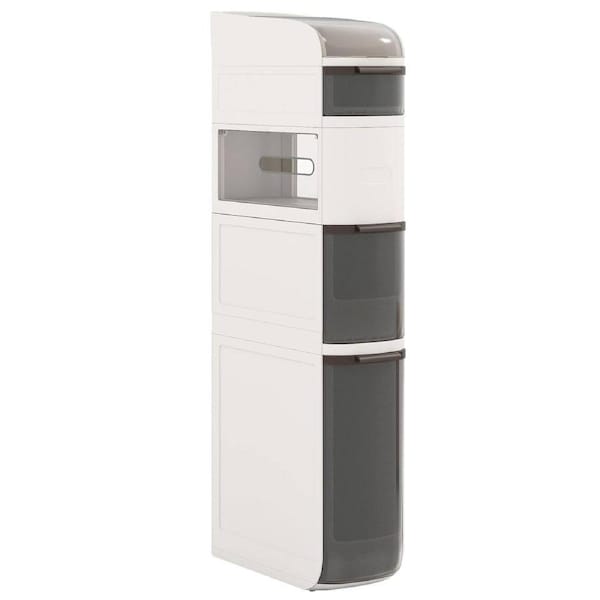 Giantex 5-Tier Narrow Bathroom Storage Cabinet Movable Storage Trolley Cart Toilet Paper Organizer
