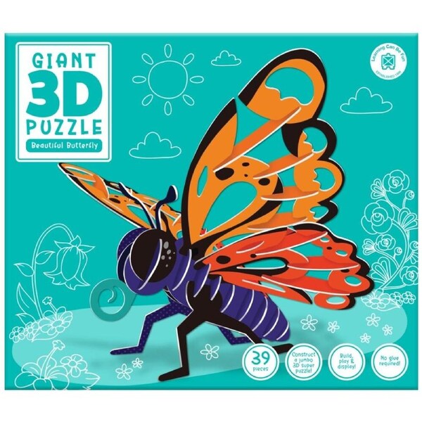 39pc Learning Can Be Fun Giant 3D Kids Puzzle Beautiful Butterfly Activity