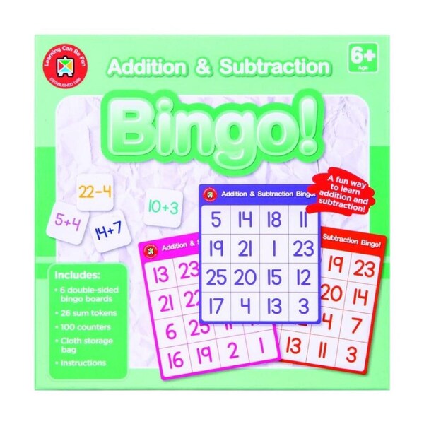 Learning Can Be Fun Addition & Subtraction Bingo Kids Arithmetic Game 6y+