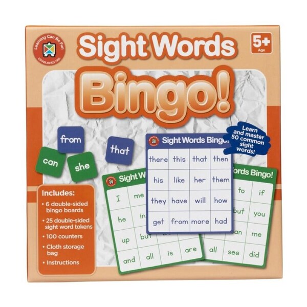 Learning Can Be Fun Sight Words Bingo Kids Reading Word Recognition Game 5y+
