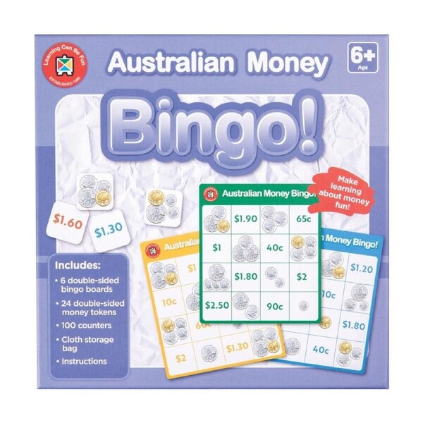 Learning Can Be Fun Australian Money Bingo Educational Counting Game 6y+
