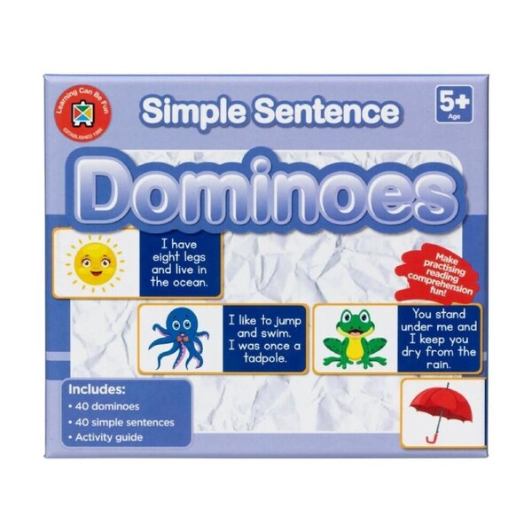 40pc Learning Can Be Fun Simple Sentence Dominoes Kids Education Game 5y+