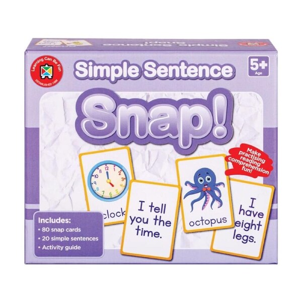 Learning Can Be Fun Simple Sentence Snap! 80 Cards Reading/Learning Game 5y+