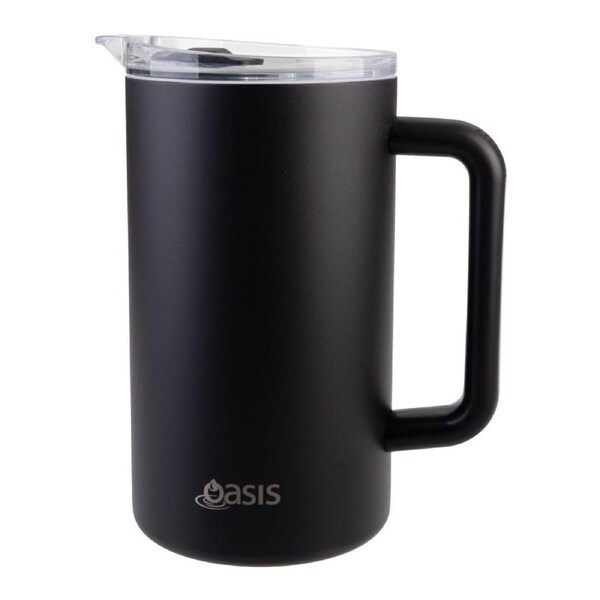 Oasis Ceramic Lined Stainless Steel Triple Wall Insulated Water Pitcher - Black