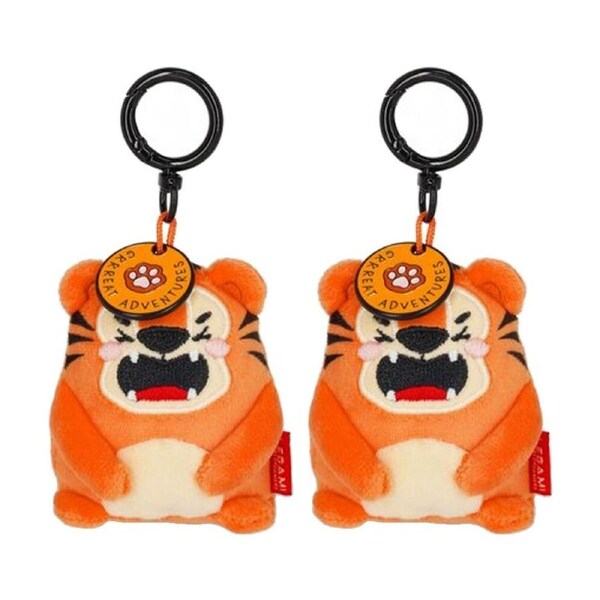 2PK Legami Plush Keyring Tiger w/Metal Ring Super Soft Kids Bag Charm/Toy 3y+
