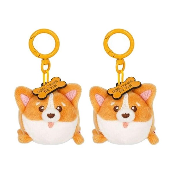 2PK Legami Plush Keyring Corgi w/Metal Ring Super Soft Kids Bag Charm/Toy 3y+