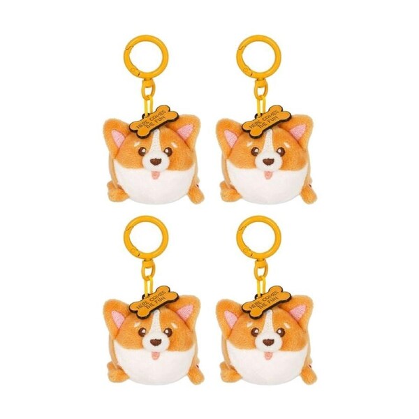 4PK Legami Plush Keyring Corgi w/Metal Ring Super Soft Kids Bag Charm/Toy 3y+