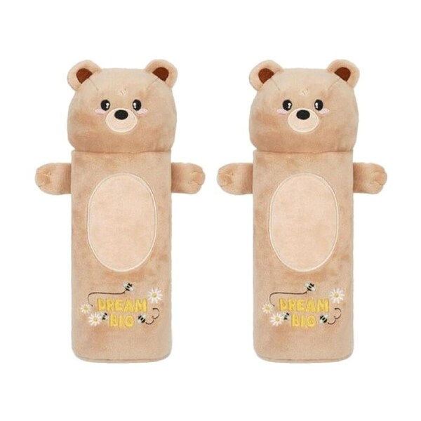 2PK Legami Plush Pencil Case Teddy Theme Super Soft w/Zip Kids Stationery 3y+