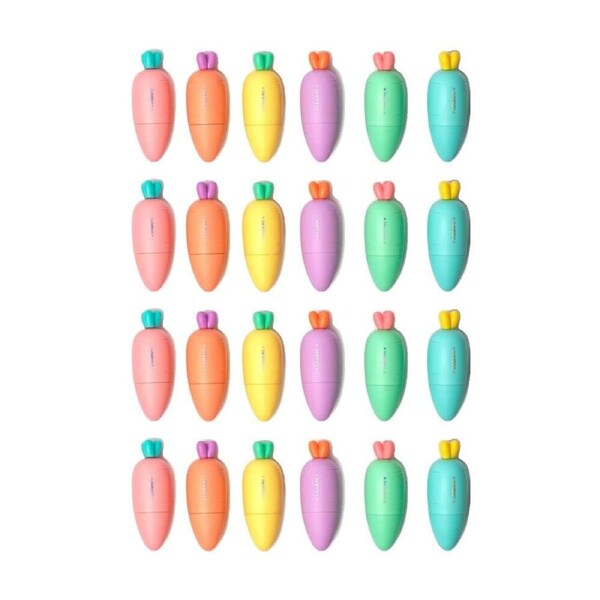 4x 6pc Legami Mini Highlighters Carrot Shaped Coloured Set Fun Stationery