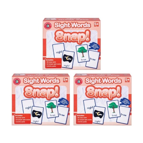 3PK Learning Can Be Fun Sight Word Snap! 80 Cards Kids Reading/Learning Game 5y+