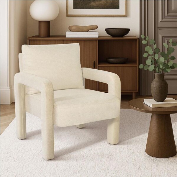 Oikiture Armchair Velvet Accent Chairs 1 Seater Lounge Sofa Chair Beige
