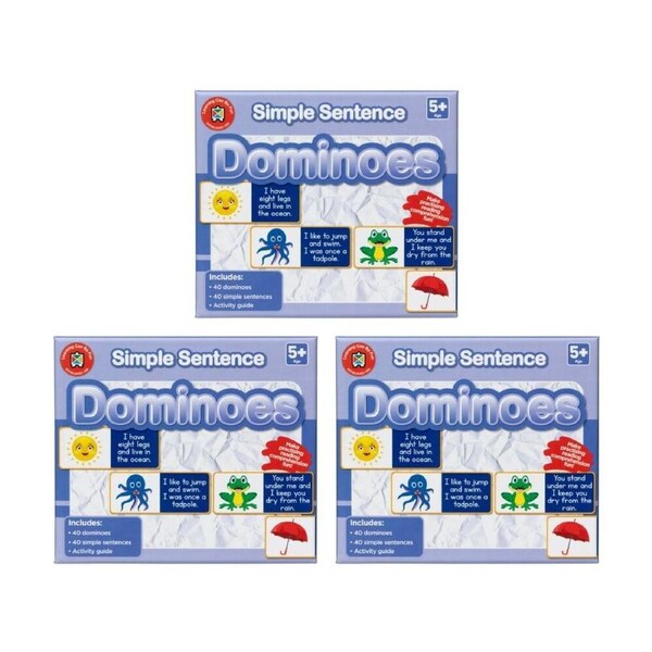 3x 40pc Learning Can Be Fun Simple Sentence Dominoes Kids Education Game 5y+