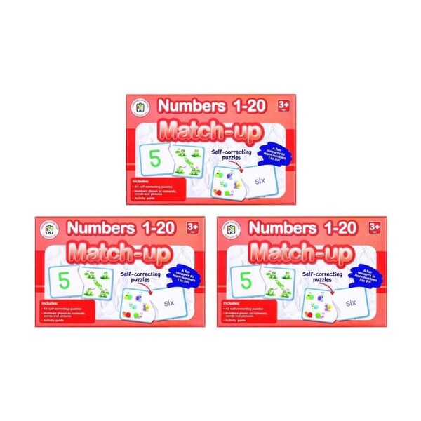 3PK Learning Can Be Fun Numbers 1-20 Match-Up 40 Educational Puzzle for Kids 3y+