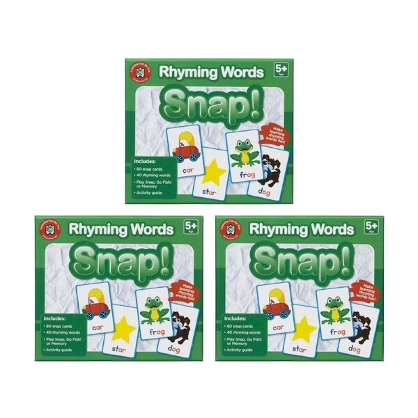 3PK Learning Can Be Fun Rhyming Words Snap! 80 Cards Build Skills Kids Game 5y+