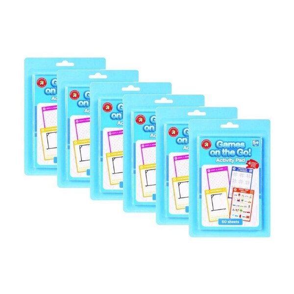 6PK Learning Can Be Fun Kids Games On The Go Travel Activity Pad 5y+ 60 Pages