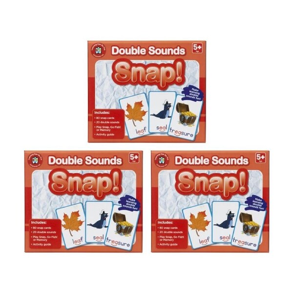 3PK Learning Can Be Fun Double Sounds Snap! 80 Cards Phonics Game for Kids 5y+