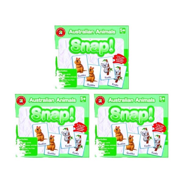3PK Learning Can Be Fun Australian Animals Snap! 80 Cards Learn Native Kids 5y+
