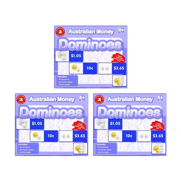 3x 40pc Learning Can Be Fun Australian Money Dominoes Kids Education Game 6y+