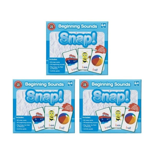 3PK Learning Can Be Fun Beginning Sounds Snap! 80 Cards Kids Phonics Game 4y+