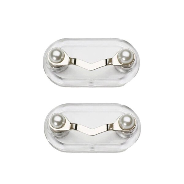 2Pcs Stainless Steel Eyeglass Holder Clip for Spectacles and Sunglasses-White Pearl