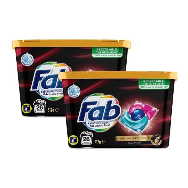 Fab Perfume Indulgence Spice Desire Laundry Capsules Pack of 52 (2 × 26 Caps)