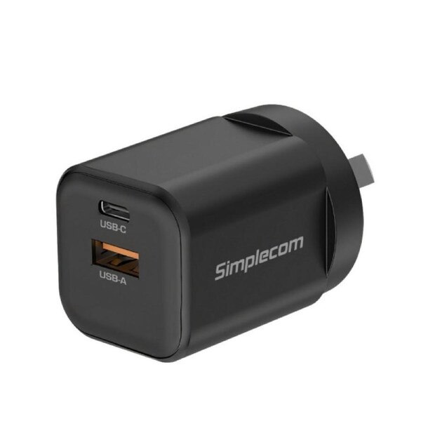 Simplecom CU235 Dual Port PD 35W Fast Wall Charger USB-C + USB-A for Phone Tablet