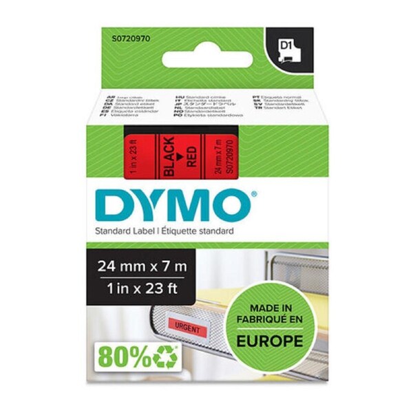 Dymo D1 Tape 24mmx7M Black on Red