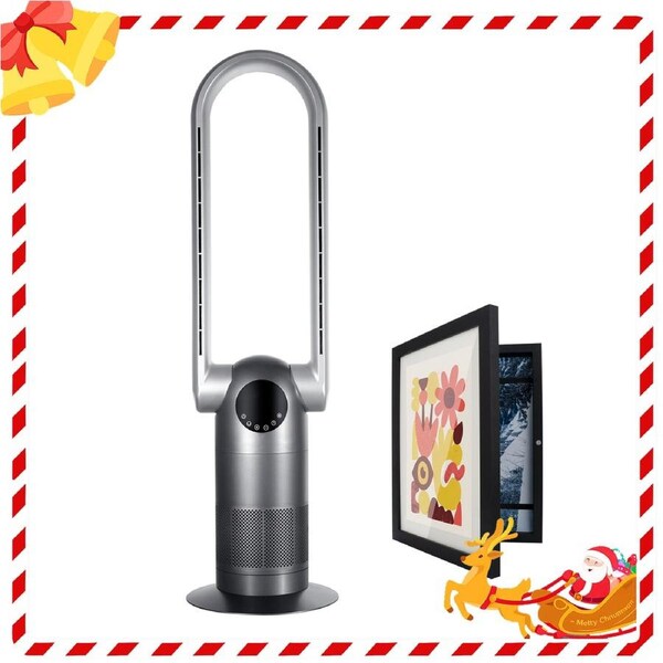 Black Electric Bladeless Heat Cool Fan Timer Remote Control HEPA Filter Purification w/ Art Frame Gift Set