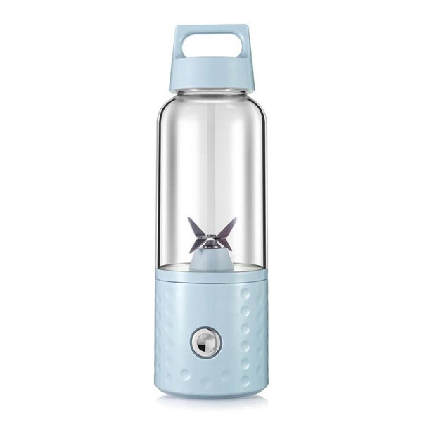 Nevenka Portable Blender 500ml with 4 Blades Rechargeable for Travel Home-Blue