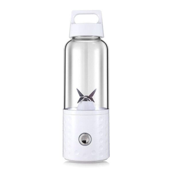 Nevenka Portable Blender 500ml with 4 Blades Rechargeable for Travel Home-White