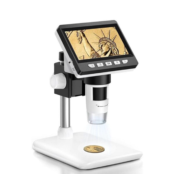 Nevenka 4.3" Coin Microscope 1000X 1080P with 8 Adjustable LEDs Compatible with MacOS Windows