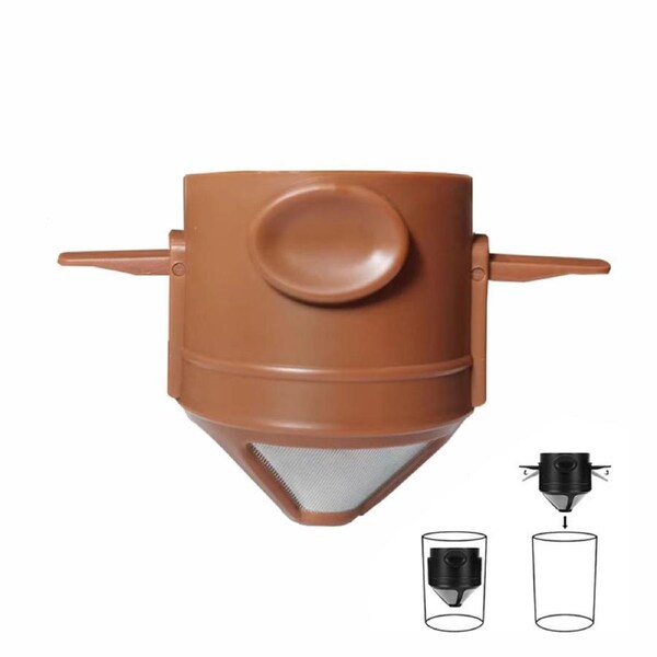 Nevenka Pour Over Coffee Dripper Stainless Steel Reusable Filter for Travel-Coffee