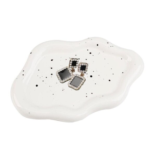 Nevenka Ceramic Jewelry Tray for Ring Key Trinket Cloud Shape Small Plate-Ink Splash