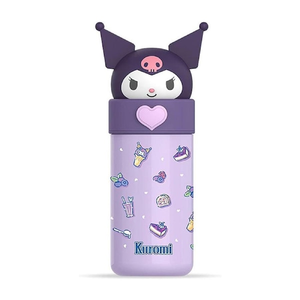 Nevenka 350ML Kawaii Water Bottle Stainless Steel with Handle for Travel-Purple