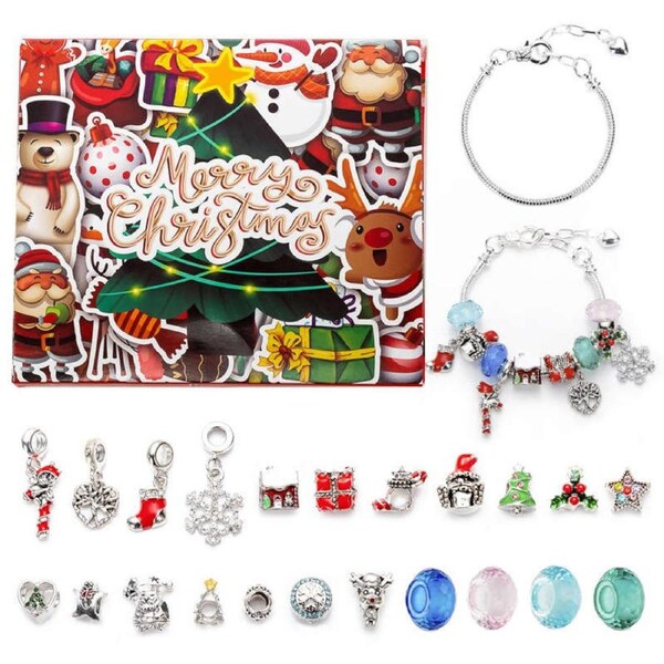 Nevenka 22 Pcs Charms with 2 Pcs Bracelets DIY Christmas Gifts for Kids Adults