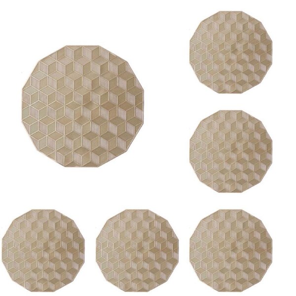 Nevenka 6 Pcs Placemats Geometry PVC Hollowed-Out for Party Wedding-Gold