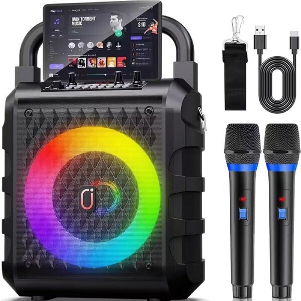 20W Portable Karaoke Speaker with Dual Wireless Mics