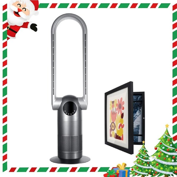 ACA 9 Speeds Air Purification Bladeless Fan Rotation Tilt Head Remote Control Timer Black w/ Photo Frame Gift Set