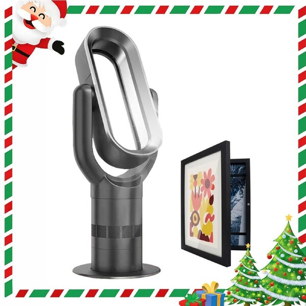 ACA Electric Bladeless Fan Heat Cool Floor Fan Timer Remote Control Black&Silver w/ Display Frame Gift Set