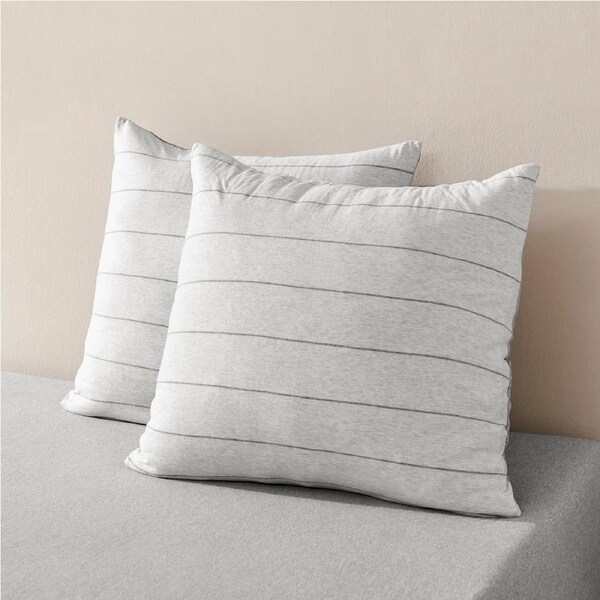 Dreamaker Jersey Luxe 100% Cotton European Pillowcase Twin Pack Silver Grey