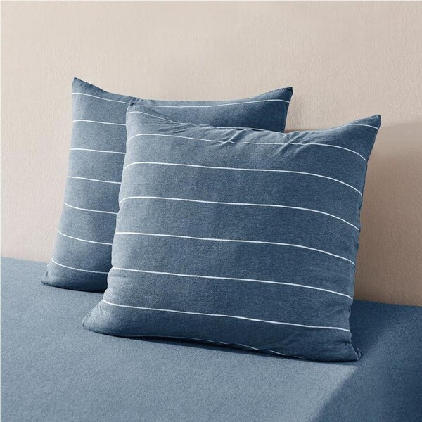 Dreamaker Jersey Luxe 100% Cotton European Pillowcase Twin Pack Denim
