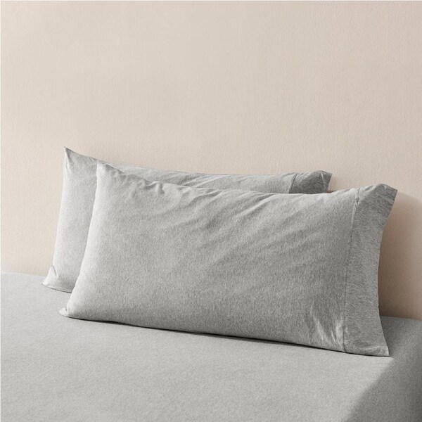Dreamaker Jersey Luxe 100% Cotton King Pillowcase Twin Pack Silver Grey